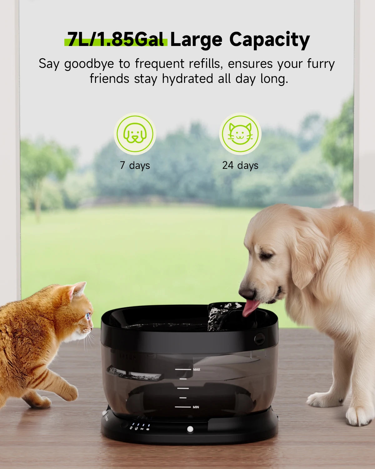 Apetdola 7L Wireless Dog Water Fountain Auto Sensor Drinking Fountain for Dogs and Cats