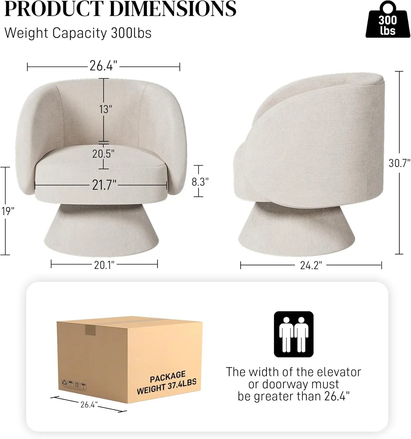 Swivel Barrel Chair Upholstered Cuddle Accent Swivel Chairs for Living Room Comfy 360 Degree Modern Small Round Sofa Swivel