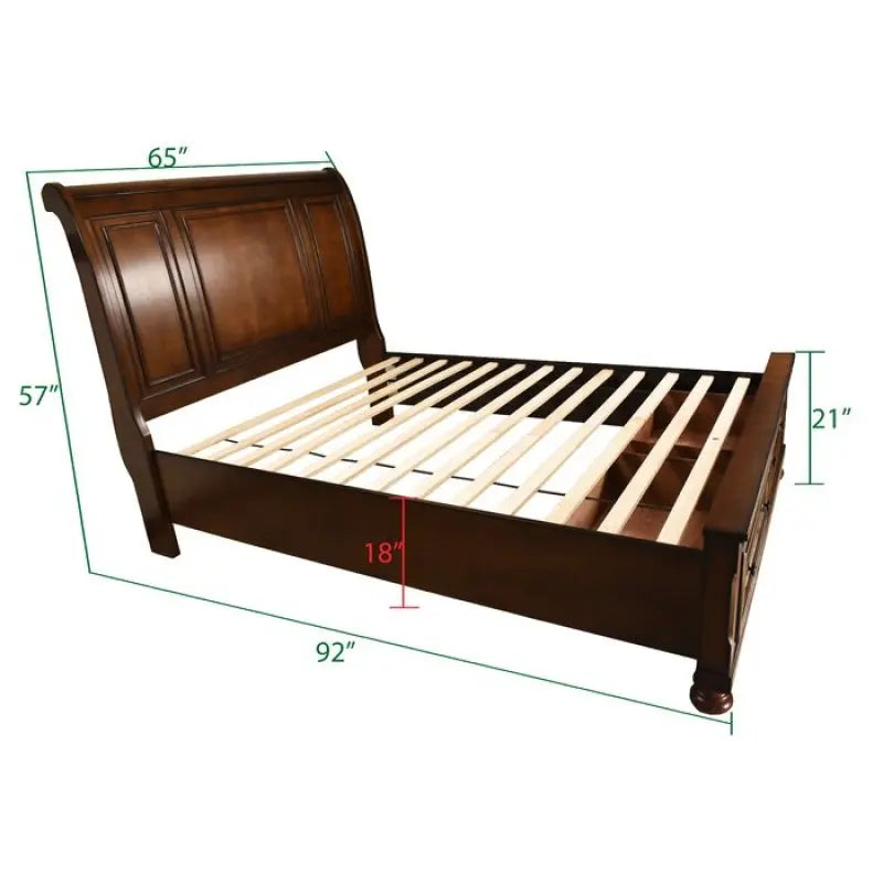 Queen 4 Piece Bedroom Set Made With Wood in Dark Walnut for Bedroom