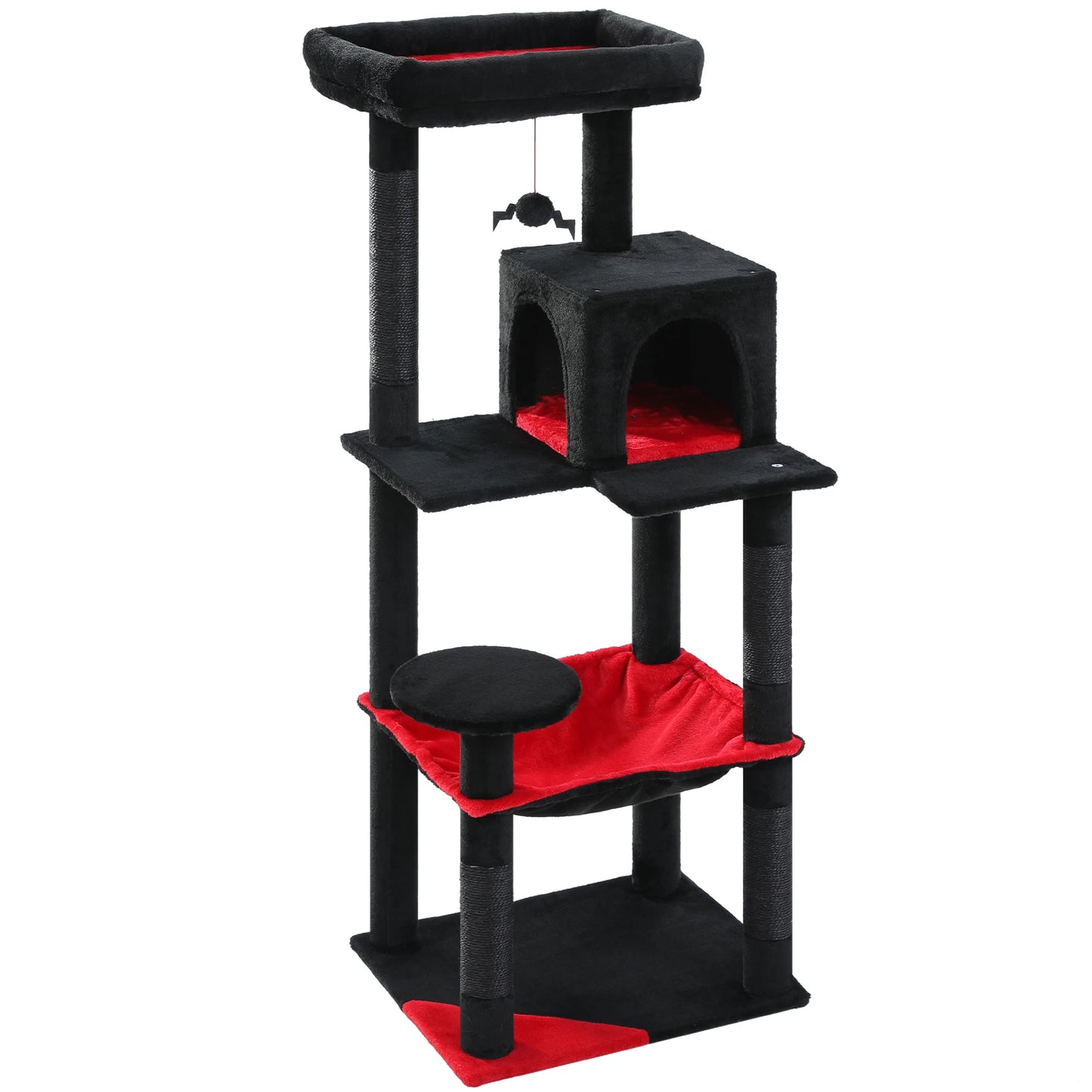 Environment and Cat Friendly Gothic Cat Tree for 2 to 3 Cats with Large Hammock, Sisal Scratch Posts, Cozy Condo and Top Perch