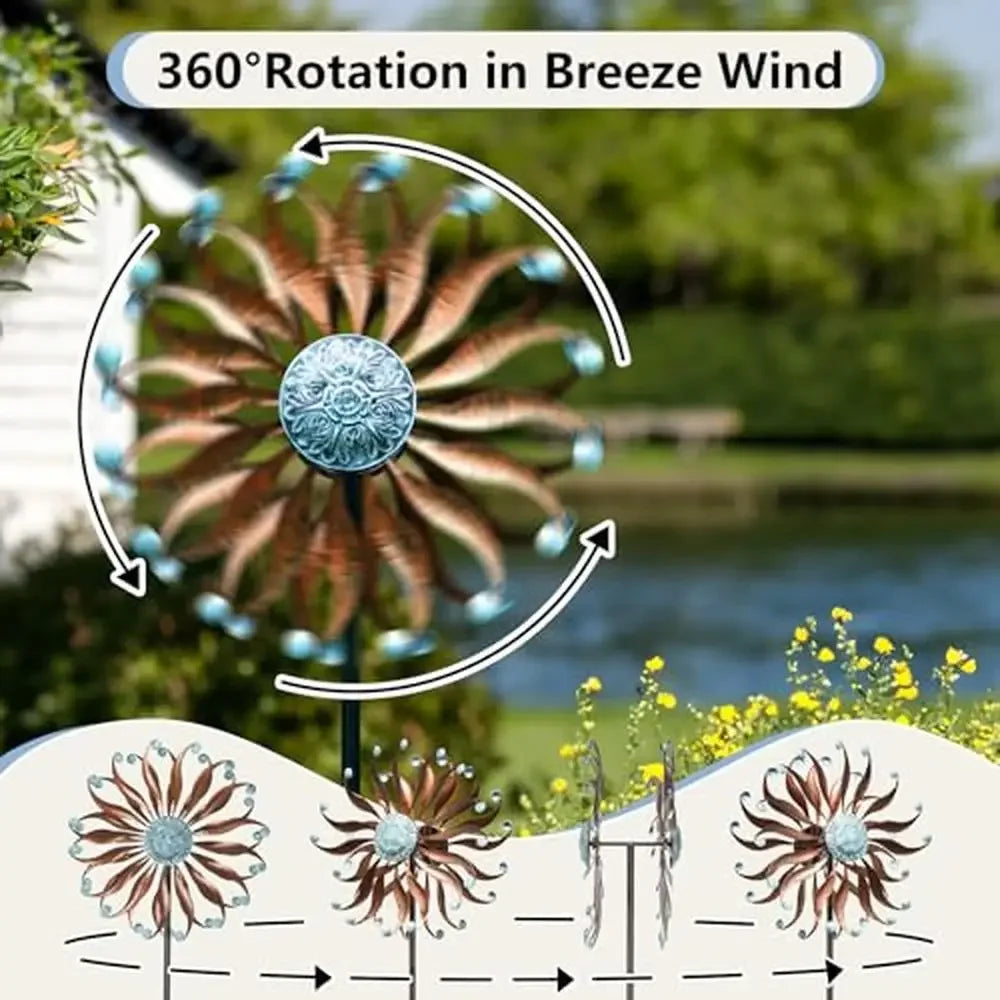 84 Inch Metal Wind Spinner Yard and Garden Decor Large Outdoor Windmill Art Rust Resistant Waterproof 360 Degree