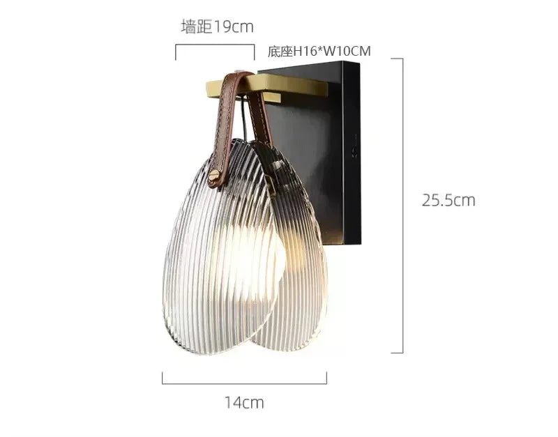 Modern Glass LED Wall Lamp Sconce Bedroom Light Fixture for Home Decor Nordic Foyer Living Room Corridor E27 Luminaire