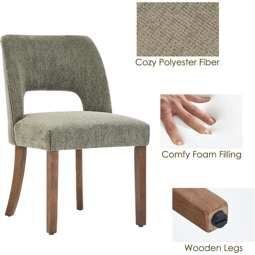Wooden Dining Chairs Set of 6, Modern Fabric Upholstered Dining Room Chair Kitchen Chairs, Farmhouse Dinner Chair