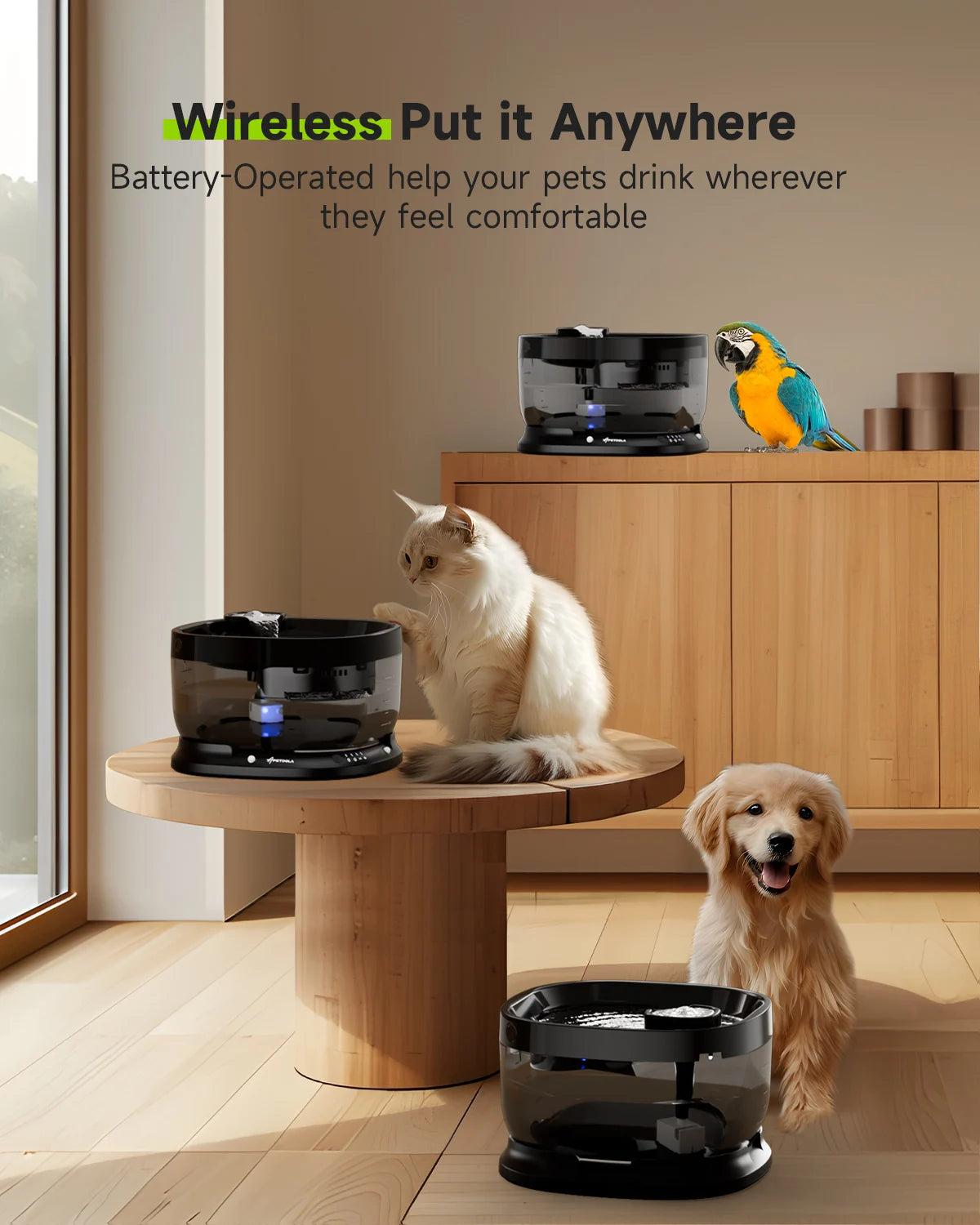 Apetdola 7L Wireless Dog Water Fountain Auto Sensor Drinking Fountain for Dogs and Cats