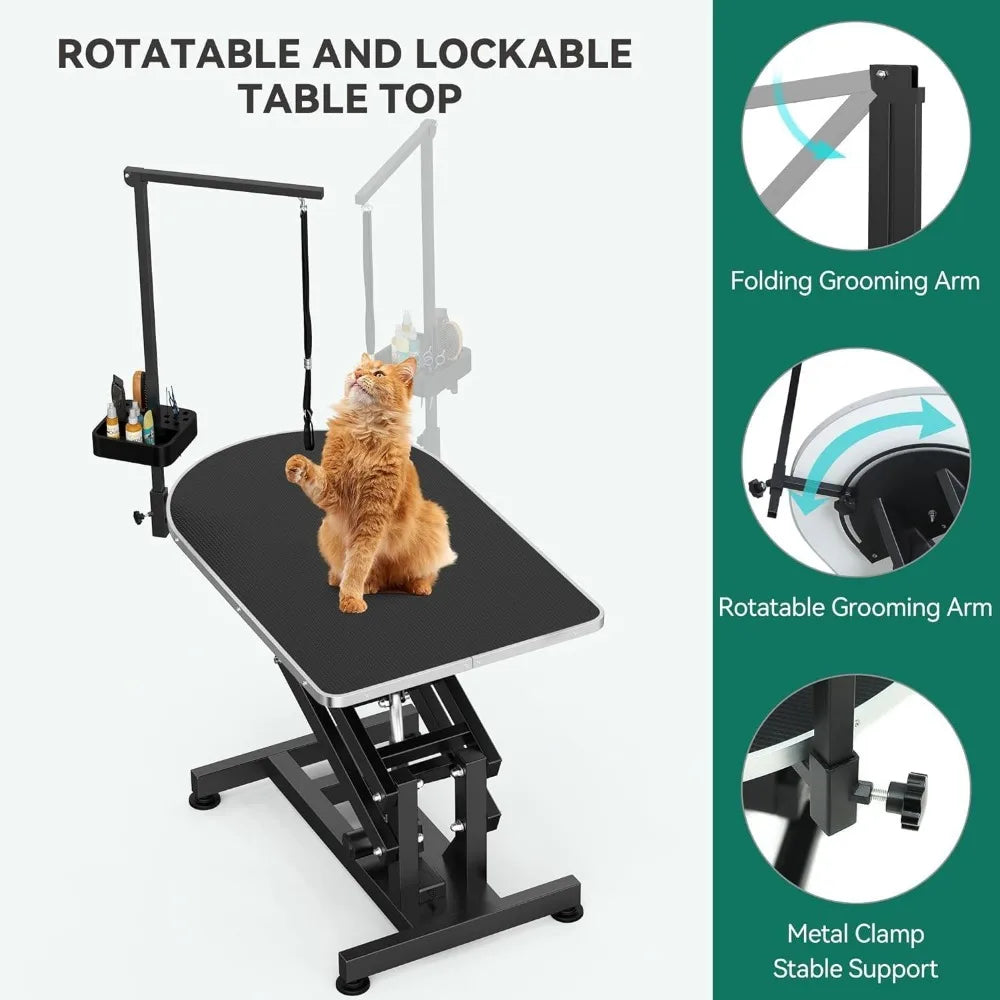 39 Inch Electric Dog Grooming Table Heavy Duty Pet Grooming Table for Home Adjustable Overhead Arm and Tool Organizer