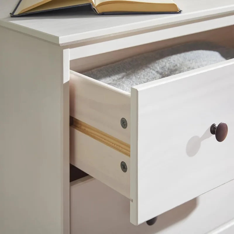 Modern Tall 4 Drawer Solid Wood Dresser Bedroom Storage Organizer 40 Inch White