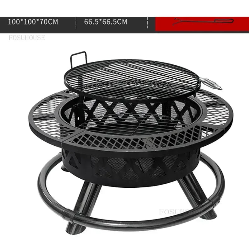 Courtyard Iron Fire Pit Outdoor Heater Charcoal Brazier Creative Multifunction Camping Barbecue