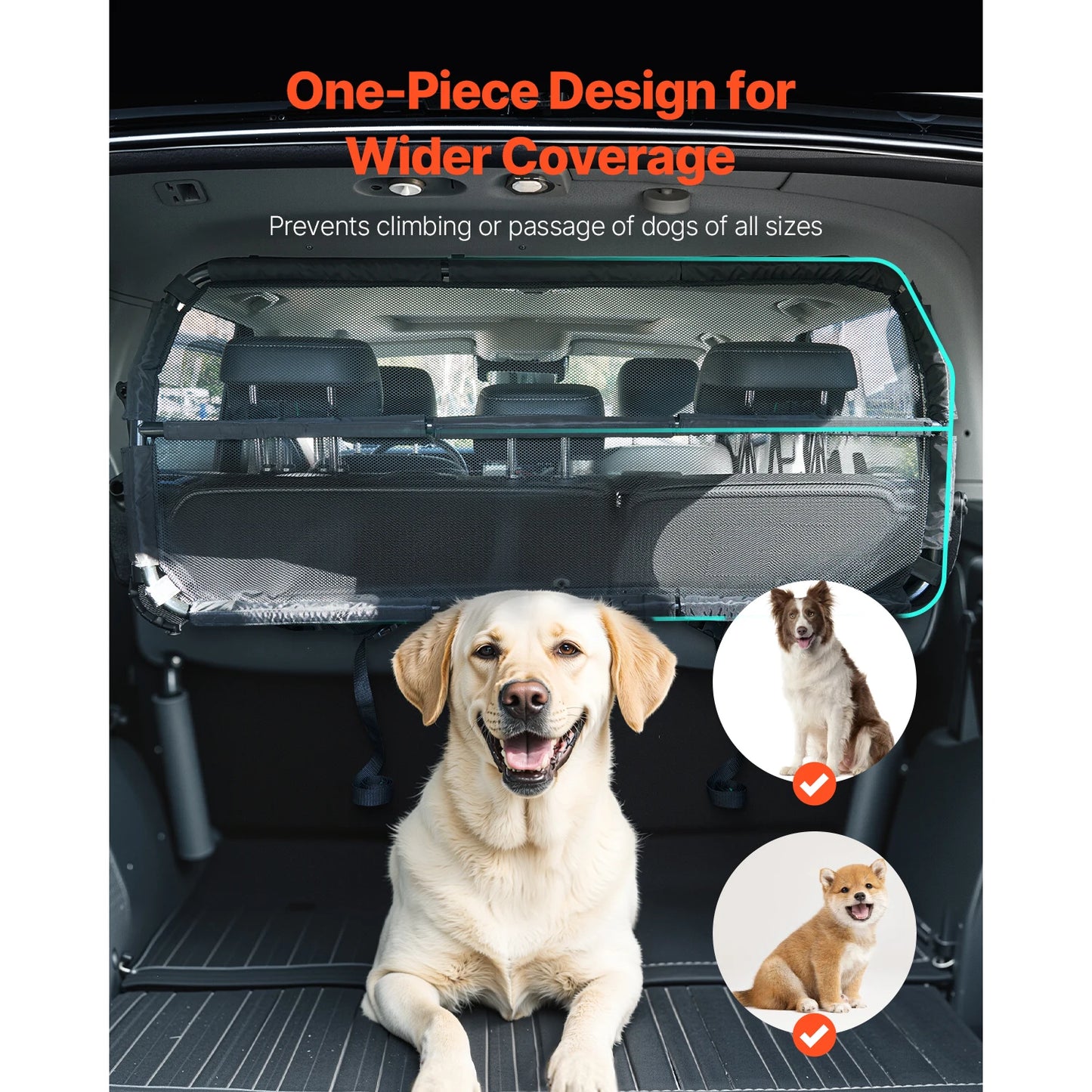 SucceBuy Dog Car Barrier See Through Net For SUVs Trucks
