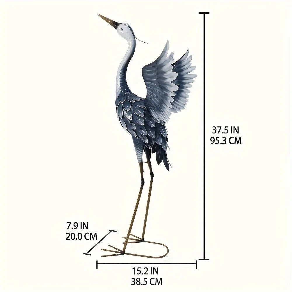 Blue Heron Metal Statue, Elegant Outdoor Garden Sculpture, Perfect for Yard, Lawn, Garden, Backyard, and Patio Decoration