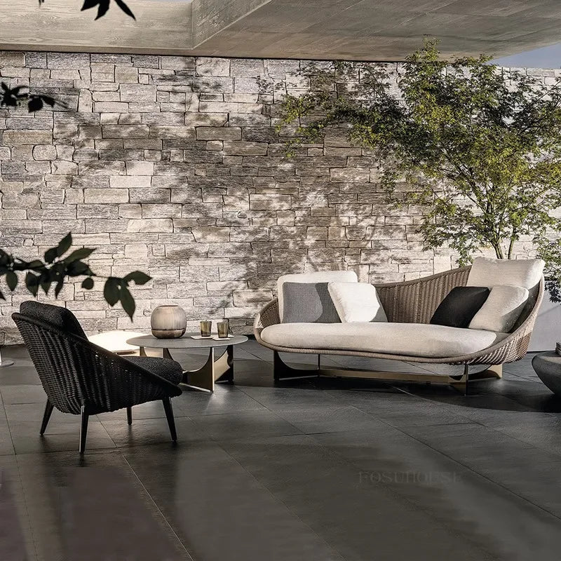Small Apartment Nordic Patio Garden Sofa Simple Courtyard Balcony Leisure Chair Outdoor Restaurant Hotel Villa Single Sofa
