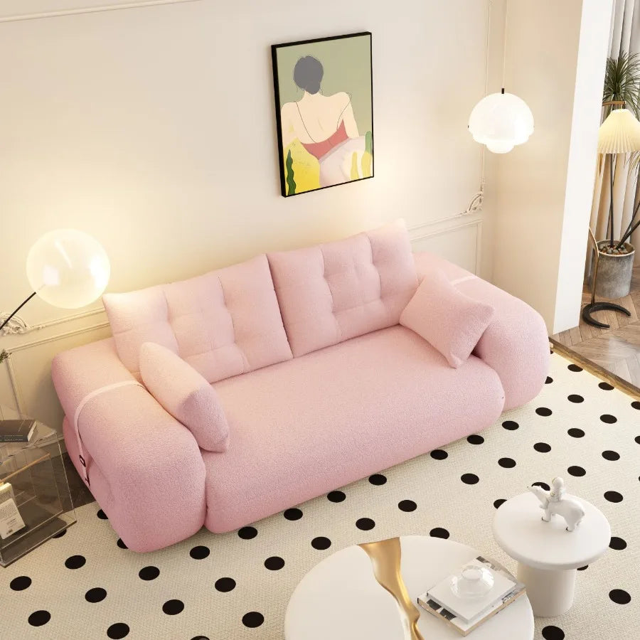 Human Dog Bed Lazy Sofa Couch 78.7 Inch Multifunctional Foldable Sofa Bed 3in1 Teddy Fabric Foam Filled Sleeper Sofa Bed for Living Room