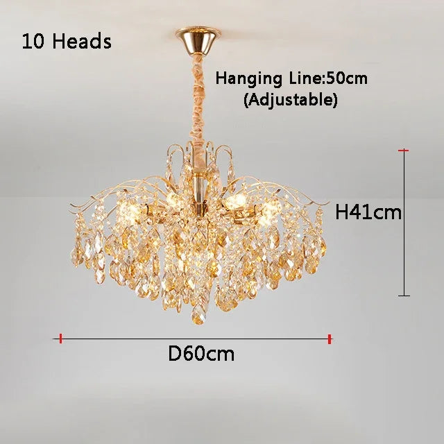 Luxury Crystal Ceiling Pendant Lamp for Living Room and Bedroom E14 LED Lights Home Decoration AC85-260V