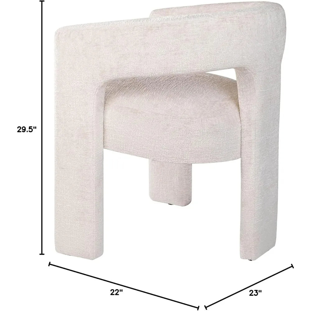 Jofran Gwen Modern Luxury Jacquard Fabric Upholstered Accent Sculpture Dining Armchair Natural