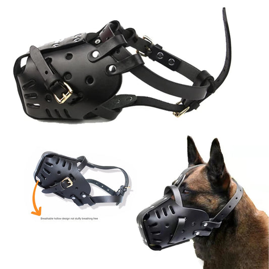 Leather Pet Dog Basket Muzzles for German Shepherd and Doberman Anti Bite Dog Mouth Cage Training Defense Masks for Small and Large Dogs