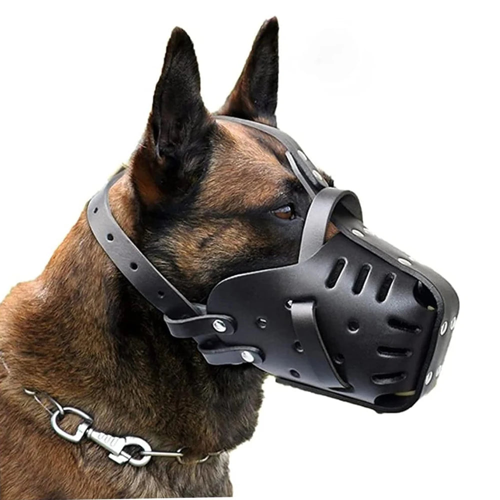 Leather Pet Dog Basket Muzzles for German Shepherd and Doberman Anti Bite Dog Mouth Cage Training Defense Masks for Small and Large Dogs