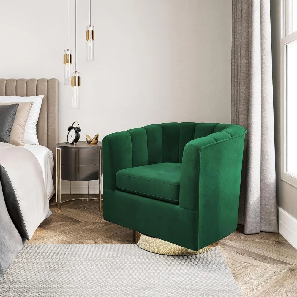 Swivel Accent Chair Wide Modern Upholstered Armchair 360 Degree Swivel Comfy Single Sofa Side Chair for Living Room Bedroom