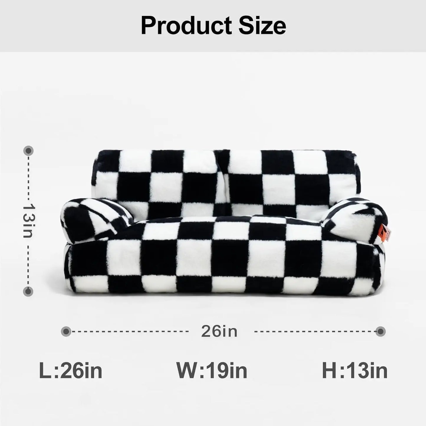 Mewoofun Pet Couch Bed 26x19x13 Inch Washable Cat Beds for Medium Small Dogs and Cats up to 25 Pounds Fluffy Couch in Black and White
