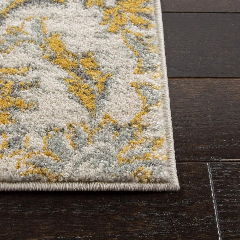 Evoke Collection Area Rug 9 x 12 Ivory and Gold Shabby Chic Oriental Design Non Shedding and Easy Care Ideal for High Traffic Areas