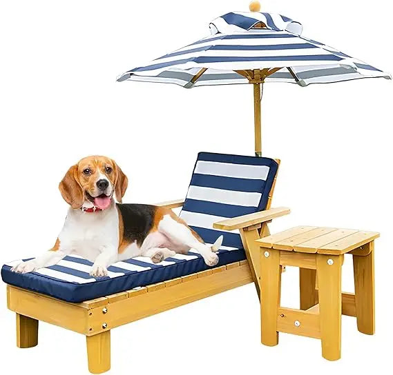 Elevated Dog Bed for Large Dogs with Waterproof Canopy Indoor Outdoor Pet Chaise for Backyard Pool Beach Removable Cushion