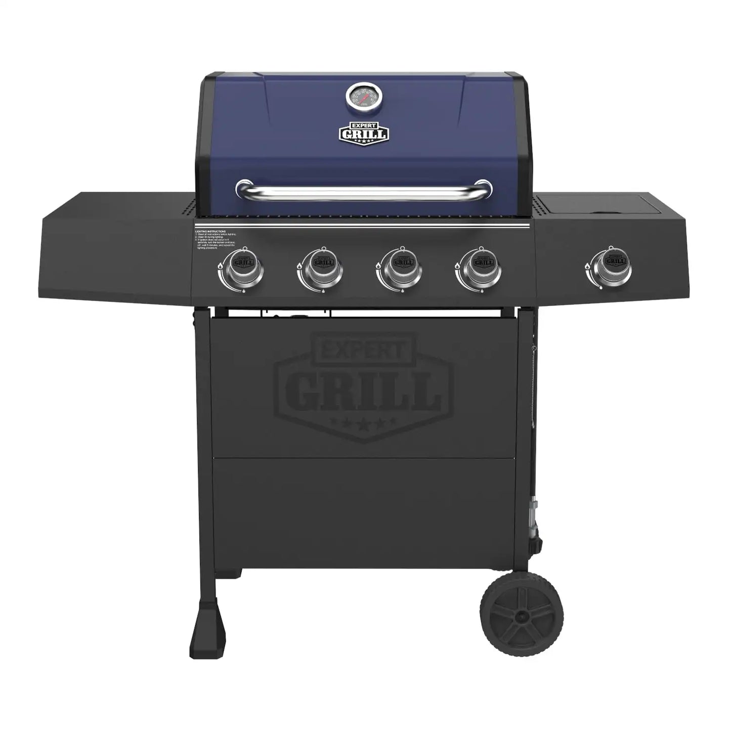 Expert Grill 4 Burner Propane Gas Grill with Side Burner in Blue for Outdoor Cooking and BBQ
