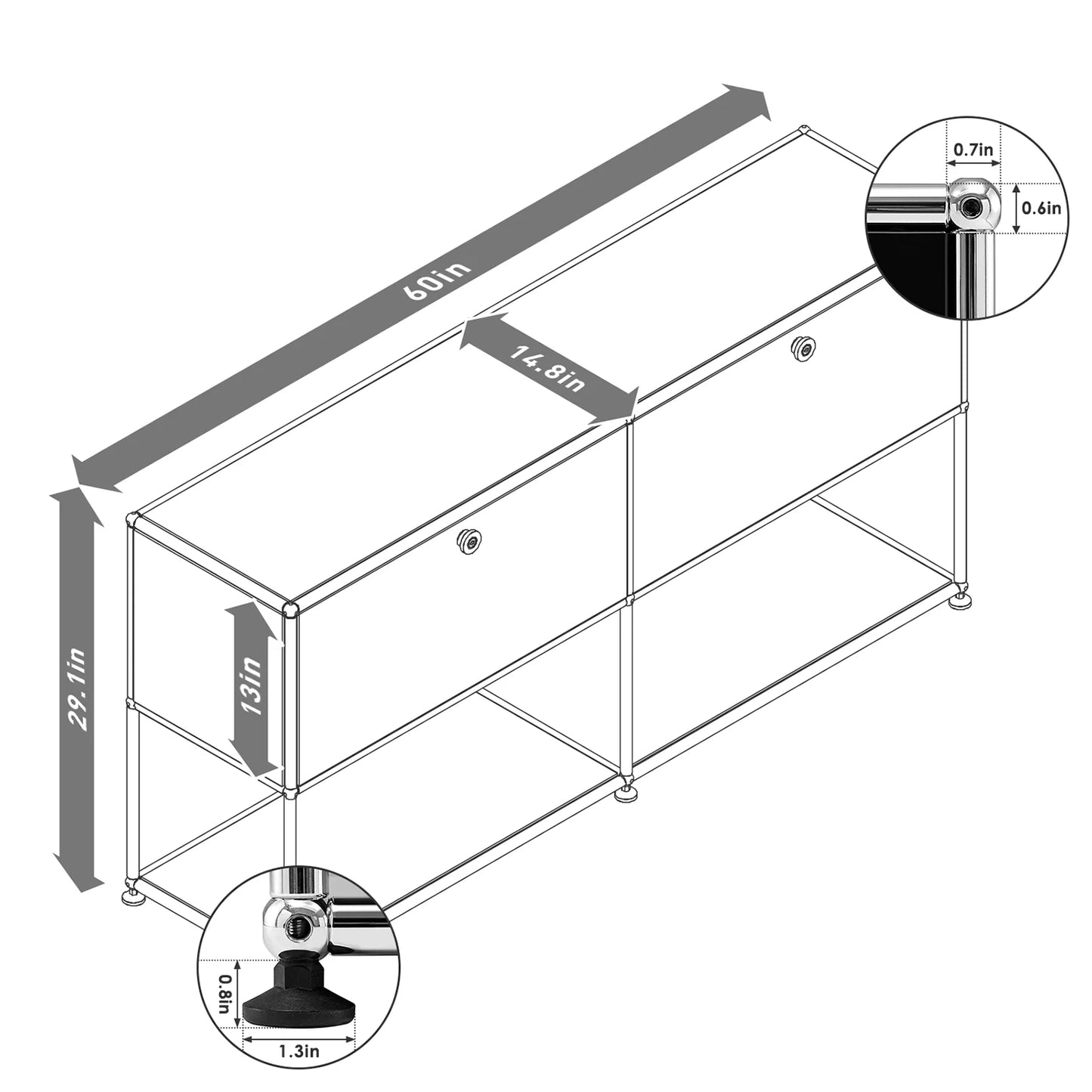 Sideboard Haller Cabinet Stainless Steel Metal Board Living Room Cabinet Storage Shelf Modular Furniture Storage Cabinet
