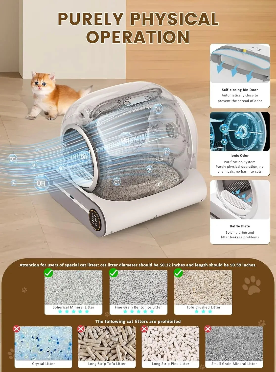 (2025) Self Cleaning Litter Box, Upgraded Robot Automatic Litter Box for Multiple Cats, 65L+9L Extra Large