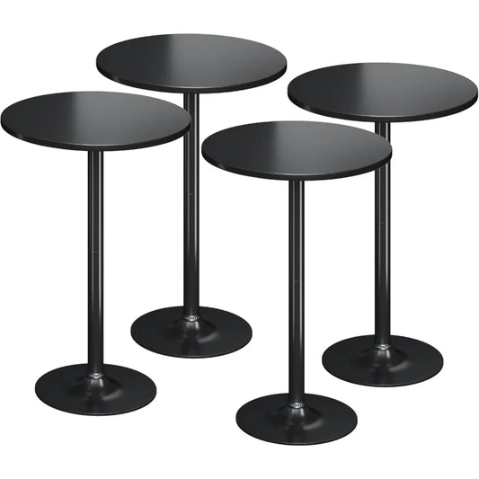 Round Bistro Pub Table 4 Pack Modern Style Metal Base MDF Top Cocktail Bar Height Dining Room Party