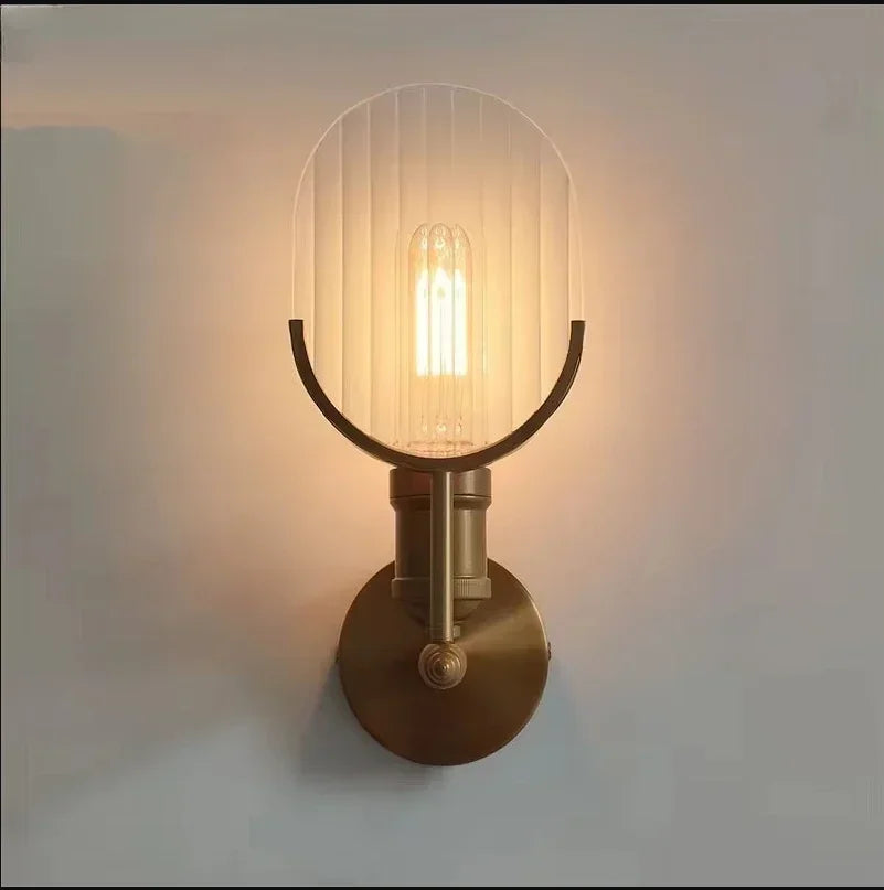 Modern Glass LED Wall Lamp Sconce Bedroom Light Fixture for Home Decor Nordic Foyer Living Room Corridor E27 Luminaire