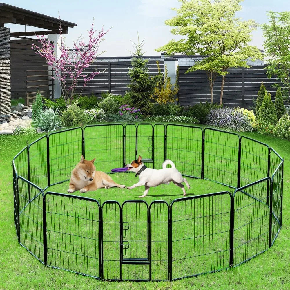 Dog Playpen Indoor 40 Inch 16 Panels Metal Dog Pen Pet Fence Outdoor Exercise Pen with Doors