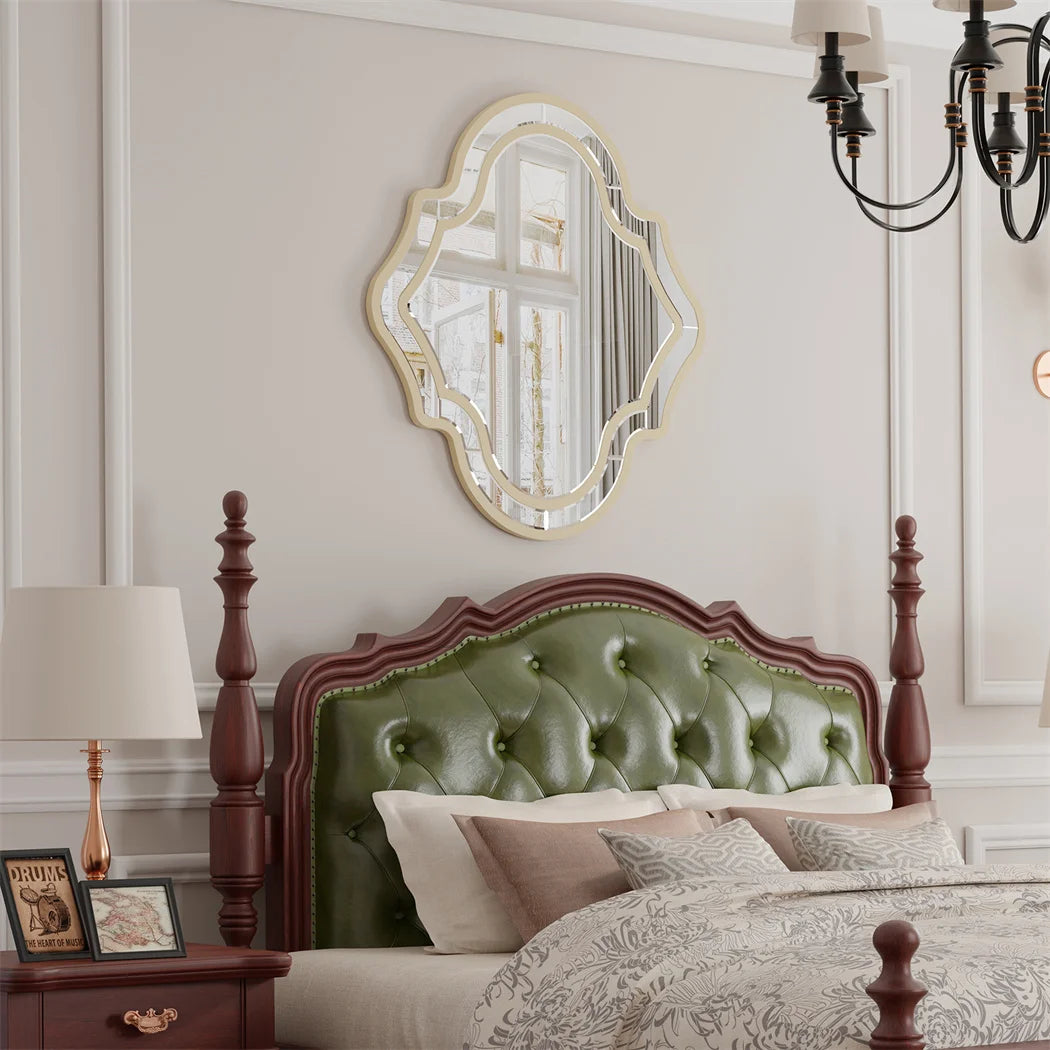 LUVODI Irregular Silver Wall Decor Mirror with Golden Rim for Entryway and Fireplace