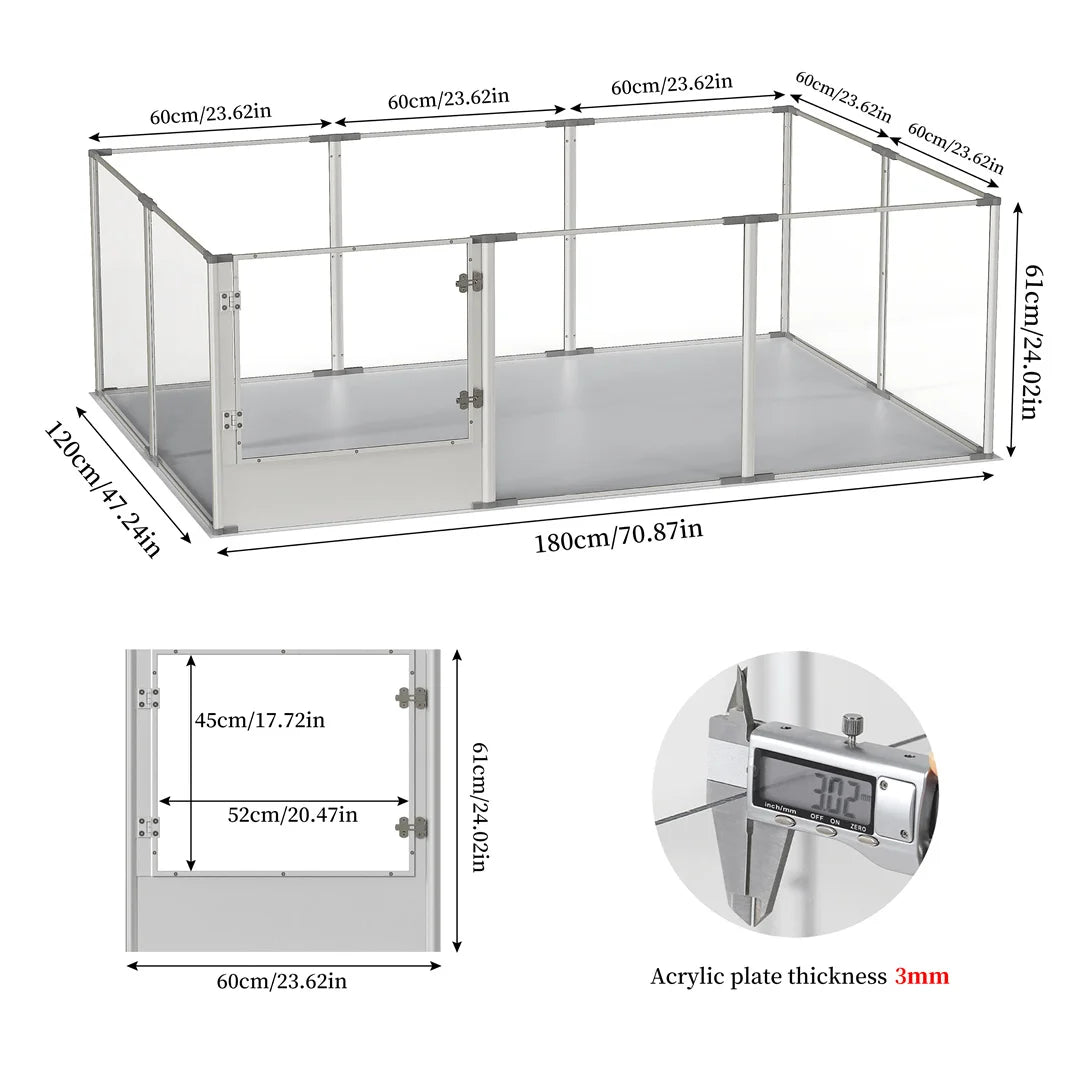 Whelping Playpen Clear Acrylic Dog Fence Waterproof Pad
