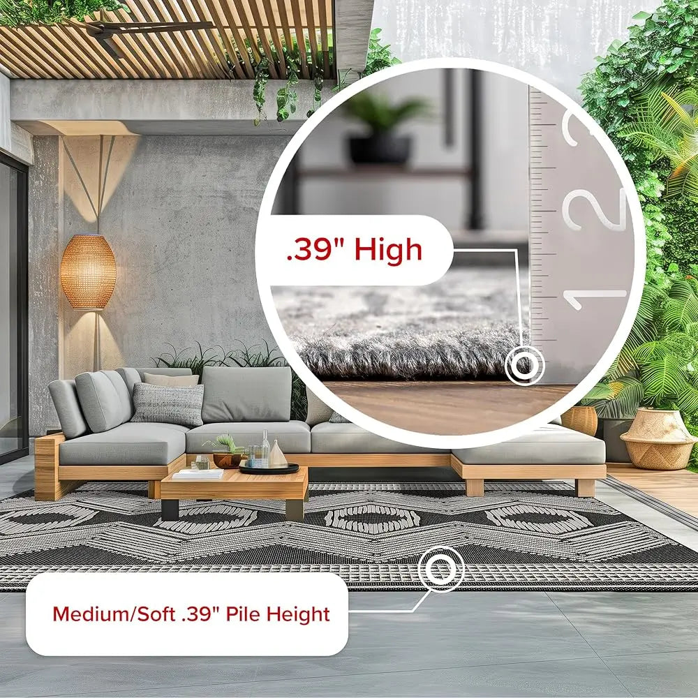 6 Feet 7 Inches X 9 Feet Outdoor Tribal Geometric Area Rug Stain Resistant Weather Resistant High Traffic Patio Balcony Outside Ranya