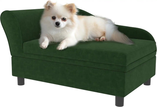 Luxury Fancy Dog Couch with Hidden Storage Small Dog Sofa Bed with Soft Foam Modern Pet Furniture for Puppies