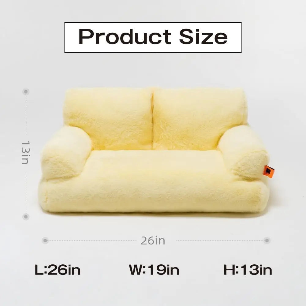 Mewoofun Pet Couch Bed 26x19x13 Inch Washable Cat Beds for Medium Small Dogs and Cats up to 25 Pounds Fluffy Couch in Black and White