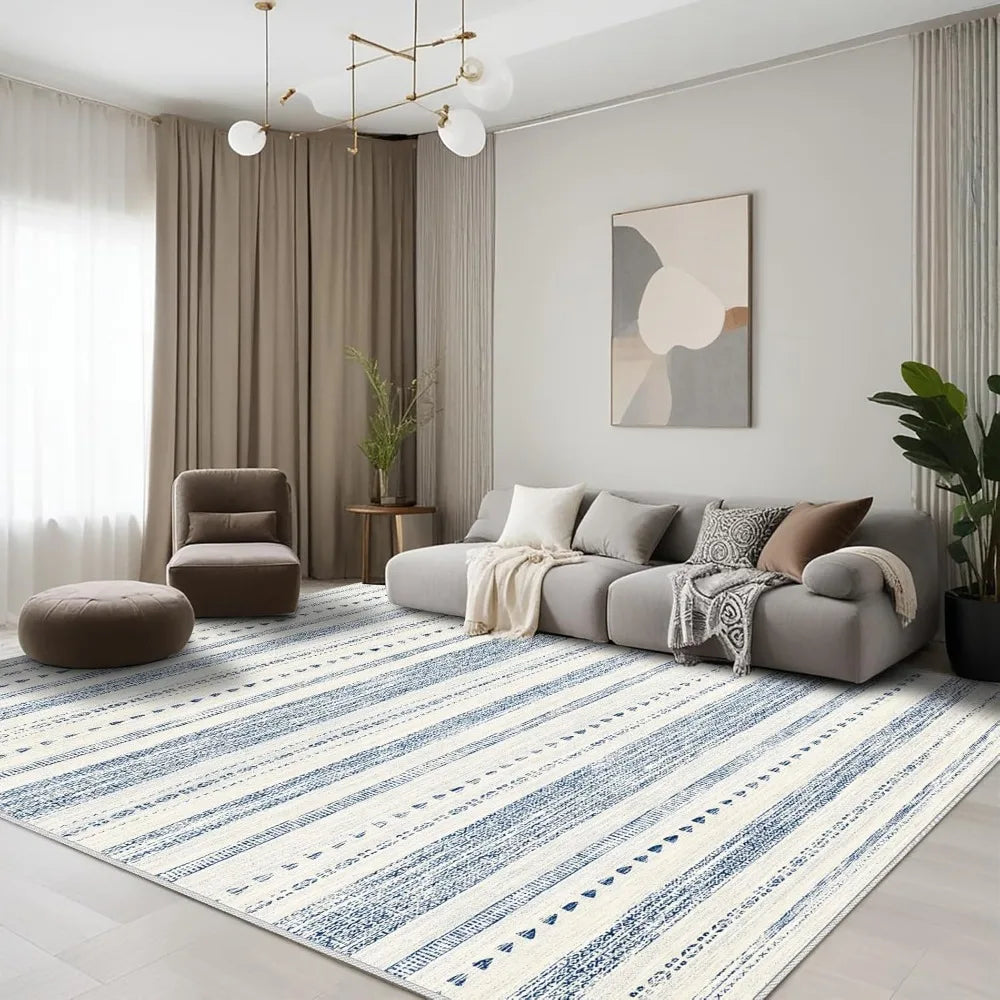 10x14 Large Area Rug Soft Ultra Thin Machine Washable Farmhouse Area Rugs for Living Room Non Slip Neutral Modern Geometric