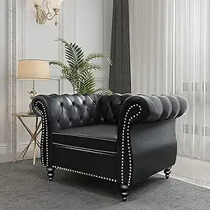 Accent Chair, Chesterfield Chair Modern Velvet Upholstered Chairs with Tufted Back for Living Room Furniture (White)