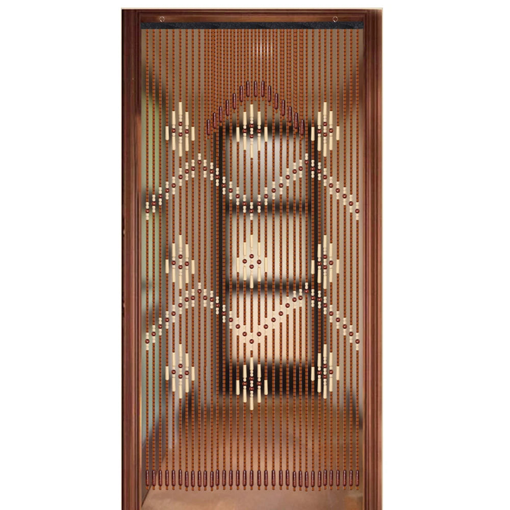 32 Lines Porch Partition Curtain Wooden Beads Curtain Bedroom Living Room Curtain Natural Wooden Bead Door Curtain