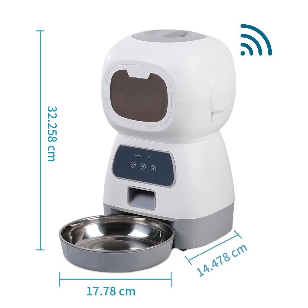 3.5L Automatic Pet Feeder For Cats WiFi Smart Dog Feeder With Voice Recorder Large Capacity Timing Cat Food Dispenser