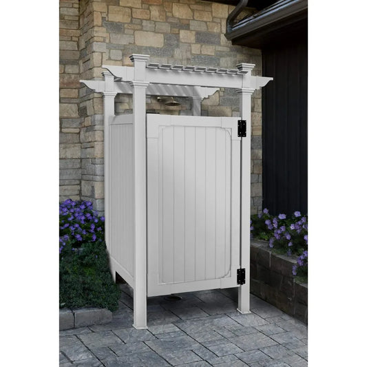Zippity Hampton Outdoor Shower Enclosure Kit with Door 89 Inch H x 62 Inch W x 47 Inch L White Vinyl
