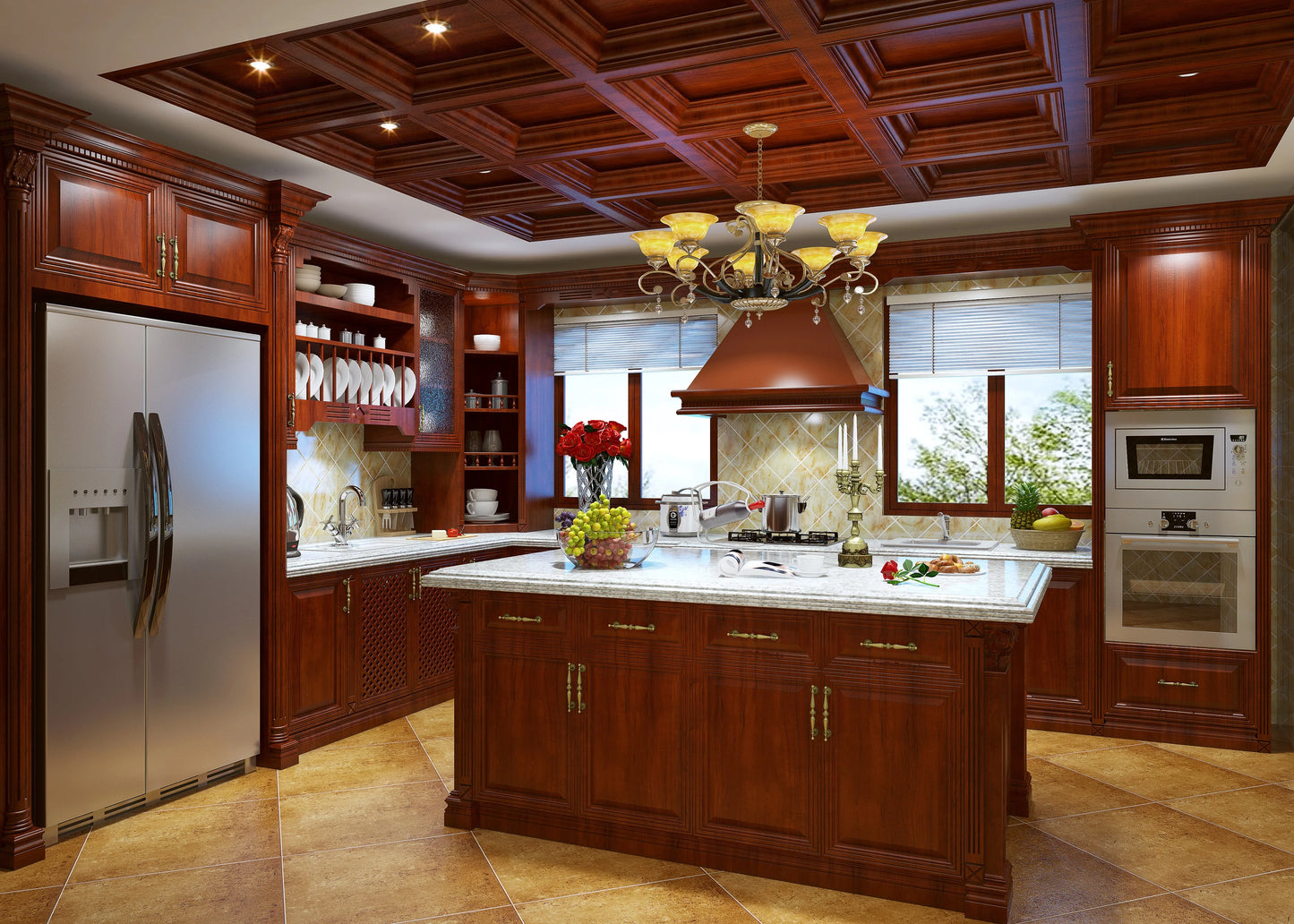 Solid Wood Kitchen Furniture Modular Cabinets with Plywood Carcase and Various Accessories
