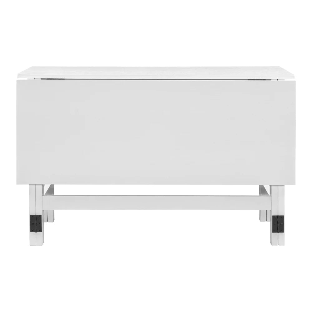 Farmhouse Wood Extendable Dining Table With Drop Leaf For Small Spaces White