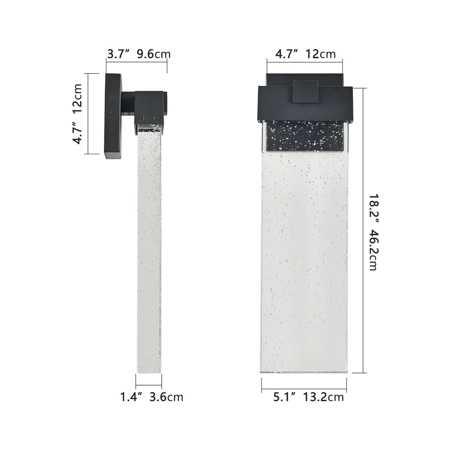 Outdoor Wall Light Fixture Waterproof LED Wall Sconce with Bubble Crystal Black Finish for Porch Patio and Garden