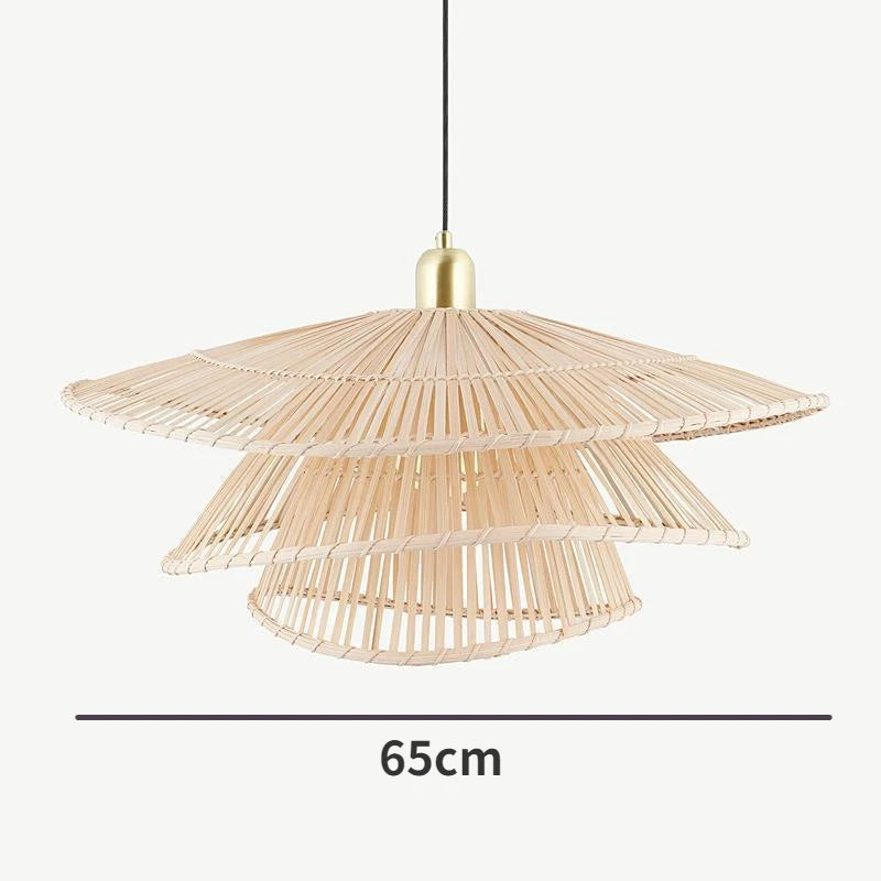 Vintage LED Pendant Light Nordic Umbrella Handmade Rattan Lamp for Living Room Bedroom Dining Room Table