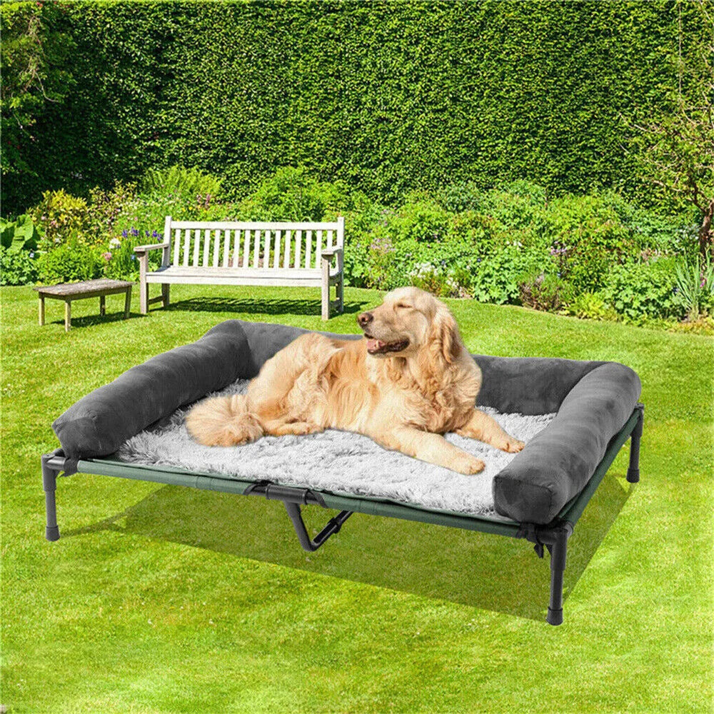 Extra Large Outdoor Raised Dog Bed With Cooling Mat