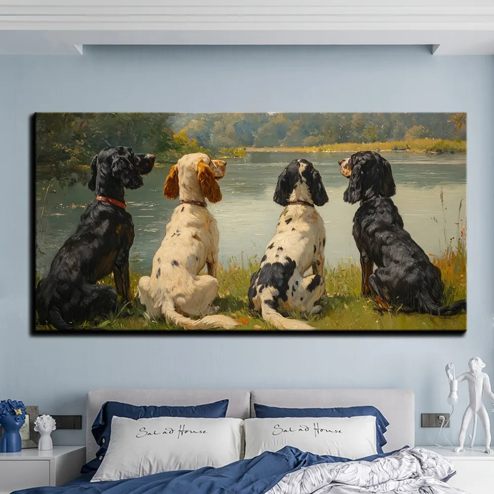 Natural Landscape Painting Victorian Decorative Art Interior Decoration 1.5 Inch Thick Pine Solid Wood Frame