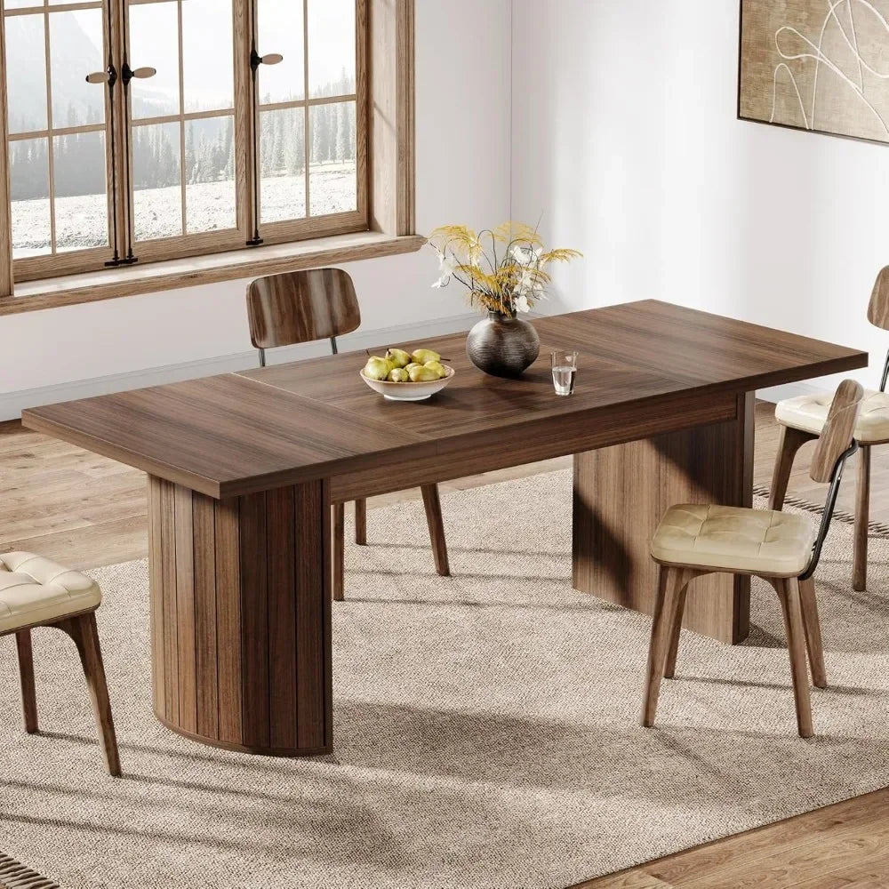 78.7 Inch Extra Long Dining Table for 6 to 8 People Large Farmhouse Kitchen Table with Wooden Tabletop