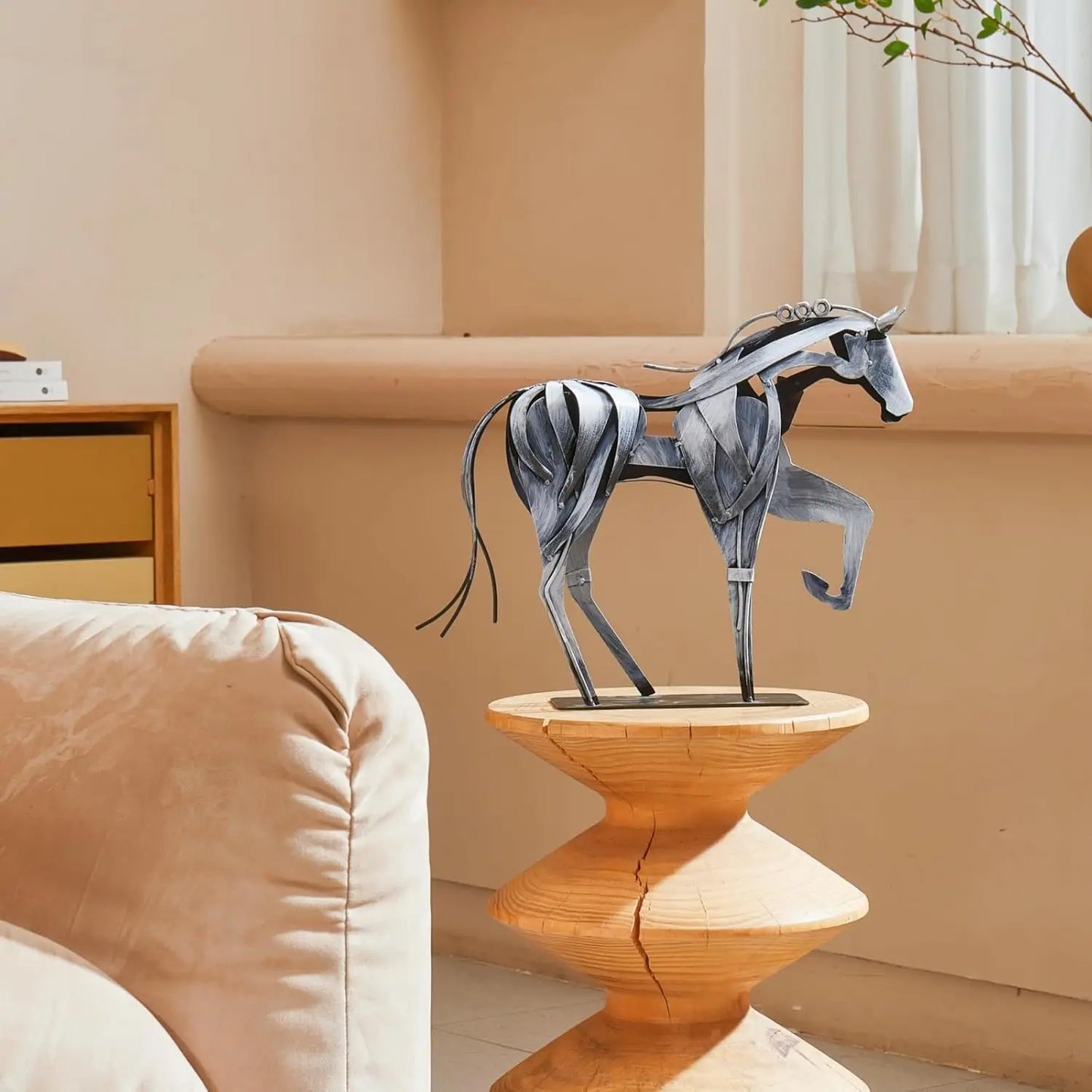 Horse Statue-Unique Rustic Decor for Office&Home -Hand-Painted Metal Sculpture - Perfect Handicraft Gift for Horse Lovers (Grey)