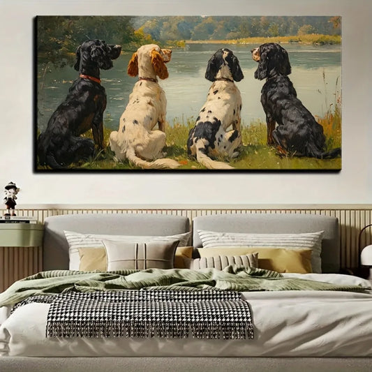 Natural Landscape Painting Victorian Decorative Art Interior Decoration 1.5 Inch Thick Pine Solid Wood Frame