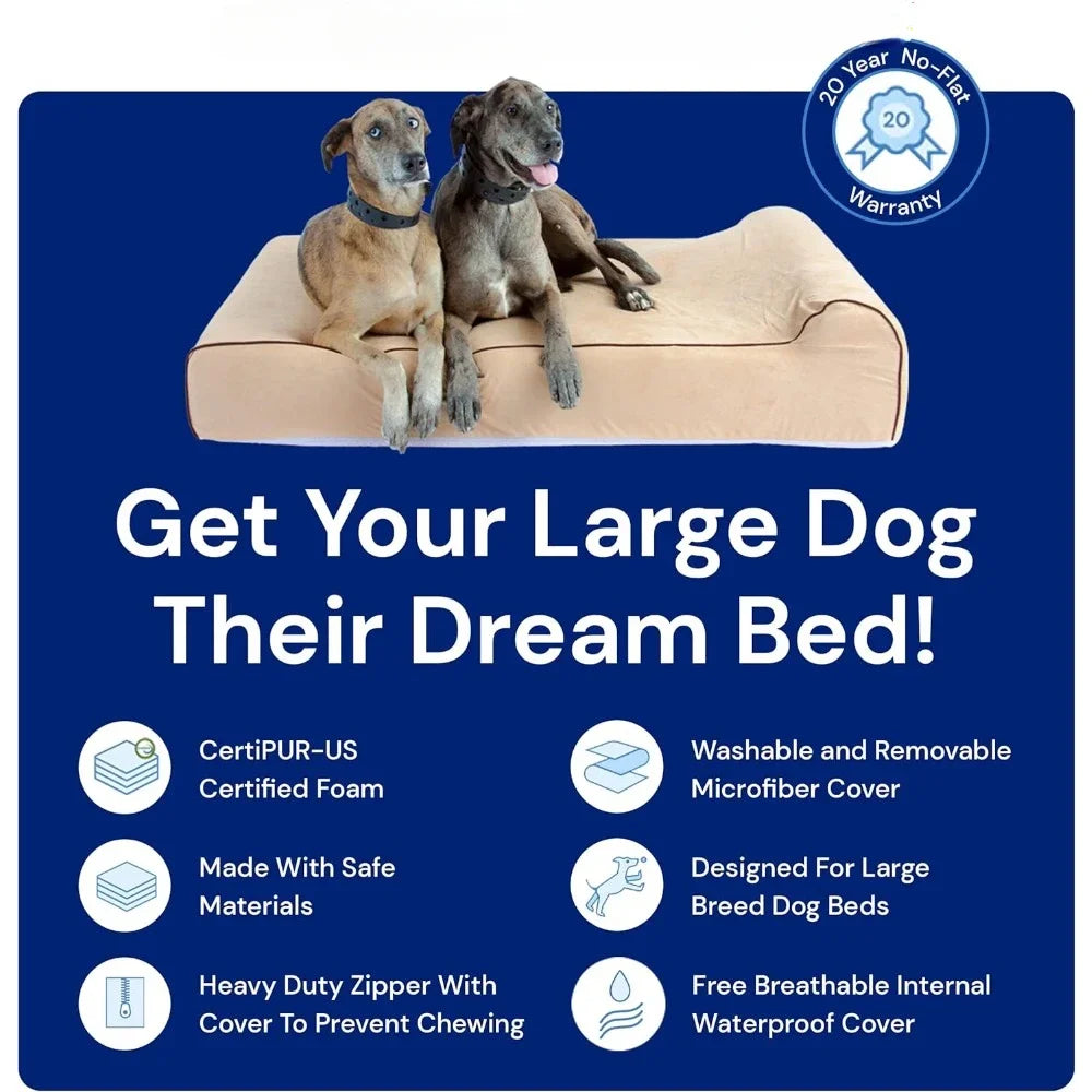 Orthopedic Dog Bed Memory Foam Dog Bed for Arthritic and Elderly Dogs Machine Washable Dog Bed with Waterproof Liner Large