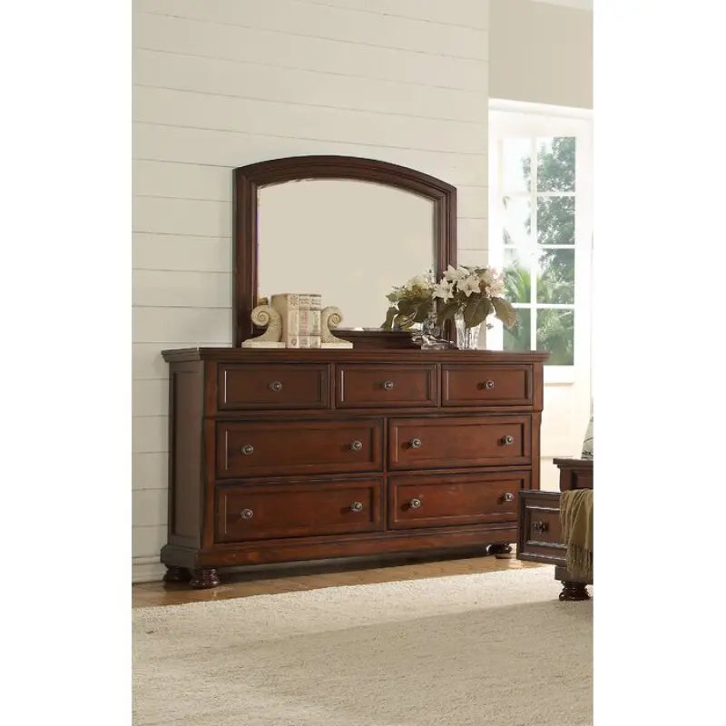 Queen 4 Piece Bedroom Set Made With Wood in Dark Walnut for Bedroom